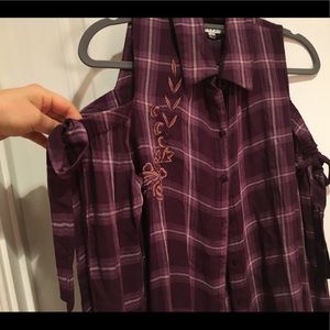 Harper Cold Shoulder Plaid Shirt